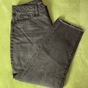 Gray Distressed Highrise Mom Jeans